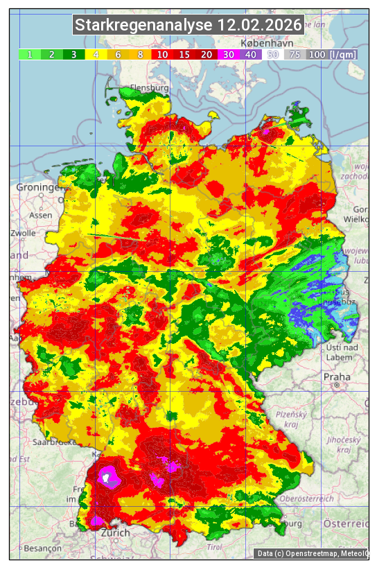 Karte mit Unwetteranalyse