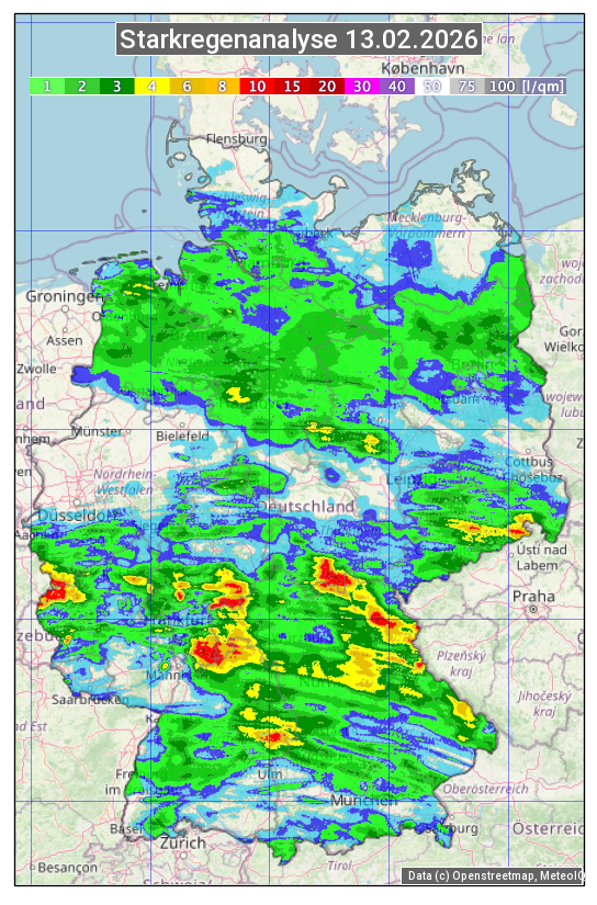 Karte mit Unwetteranalyse