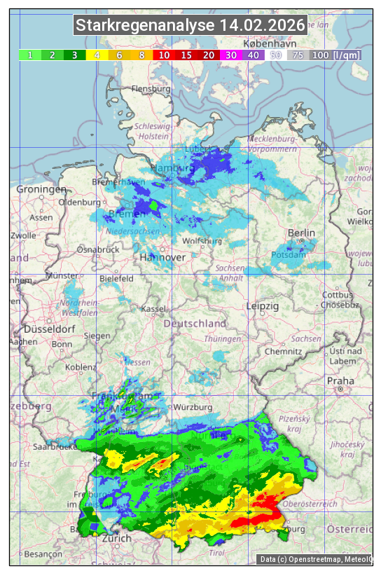 Karte mit Unwetteranalyse