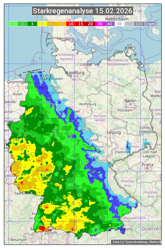 Karte mit Unwetteranalyse