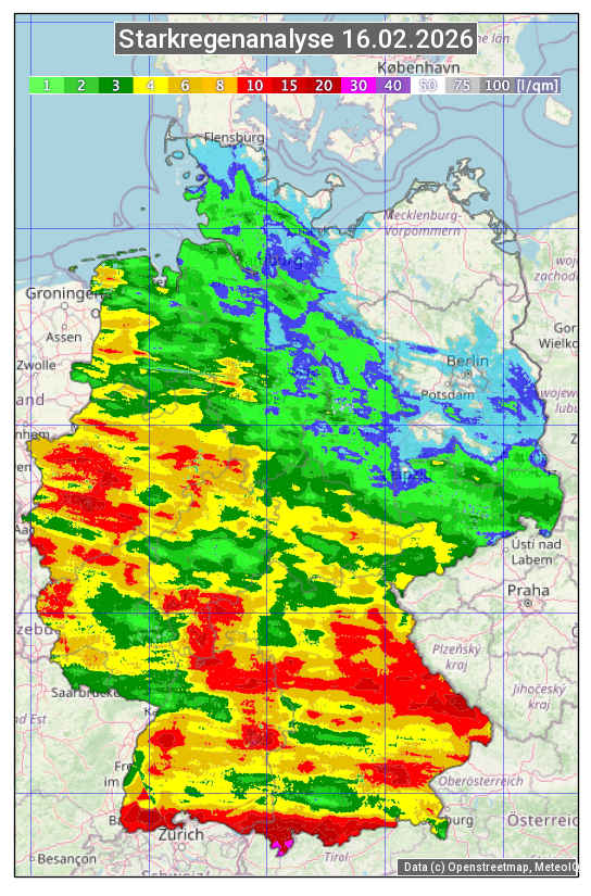 Karte mit Unwetteranalyse
