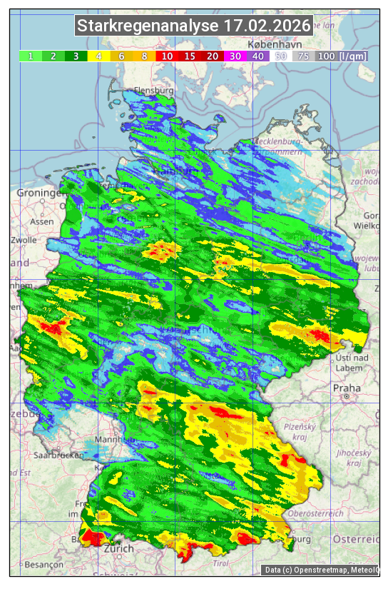 Karte mit Unwetteranalyse