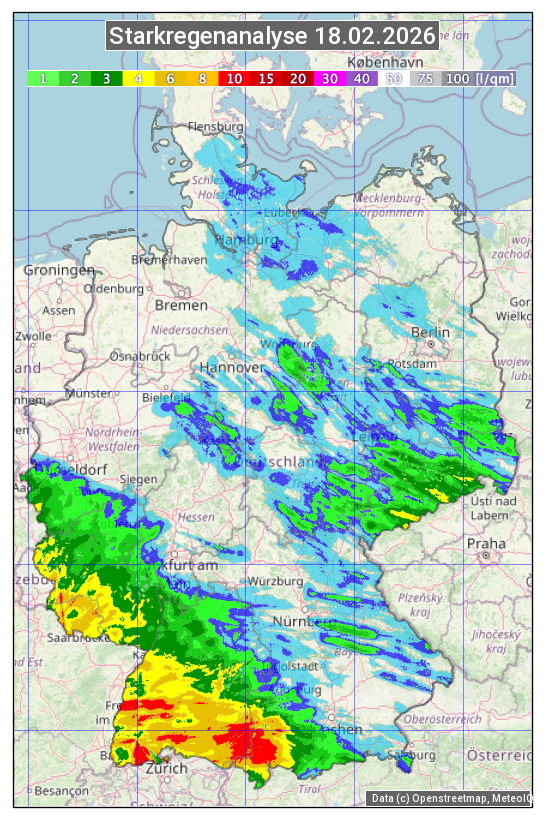 Karte mit Unwetteranalyse