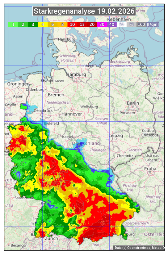 Karte mit Unwetteranalyse