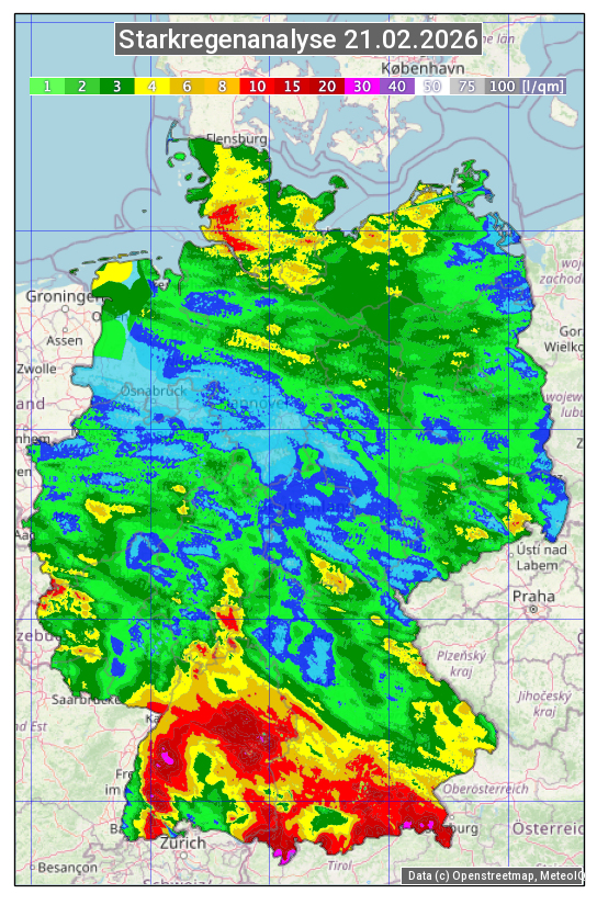 Karte mit Unwetteranalyse