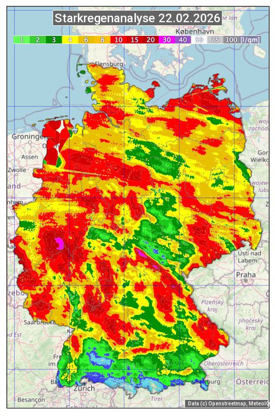 Karte mit Unwetteranalyse