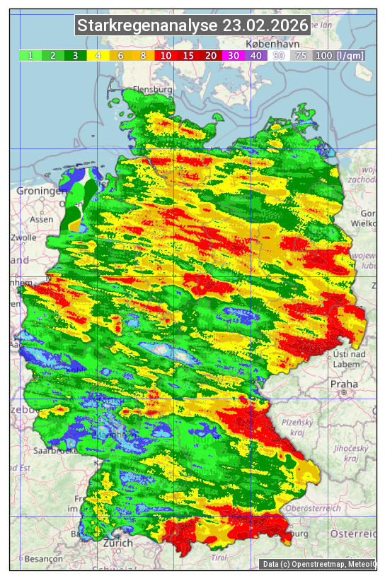 Karte mit Unwetteranalyse