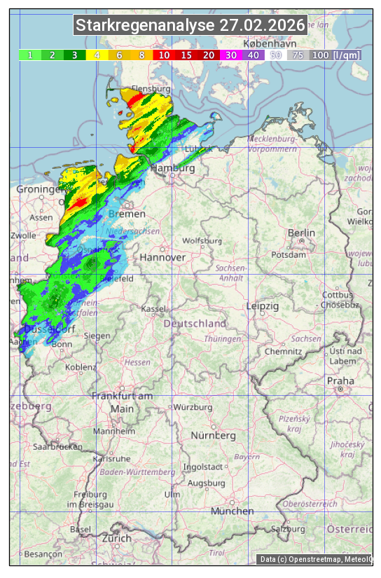 Karte mit Unwetteranalyse