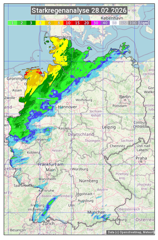 Karte mit Unwetteranalyse