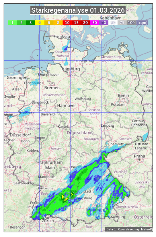Karte mit Unwetteranalyse
