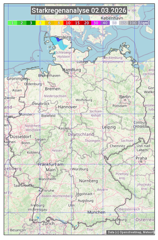 Karte mit Unwetteranalyse