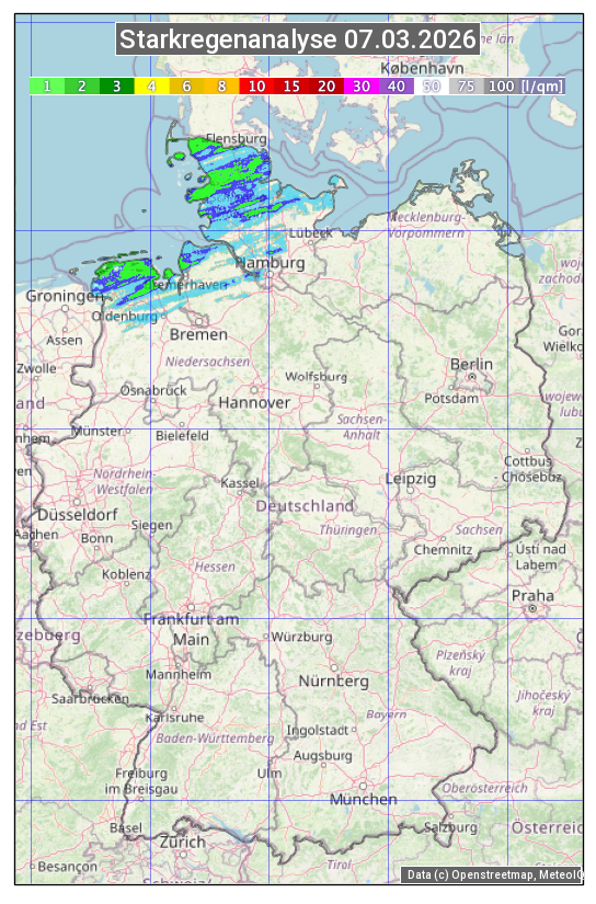 Karte mit Unwetteranalyse