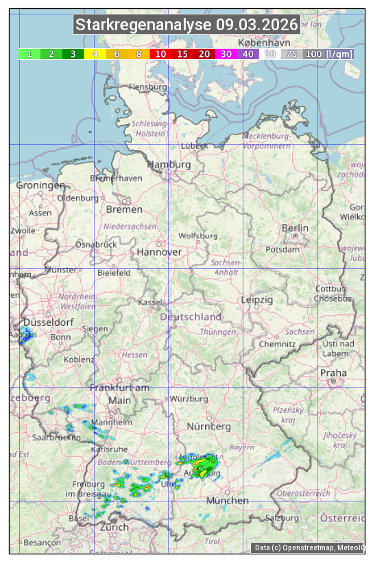 Karte mit Unwetteranalyse