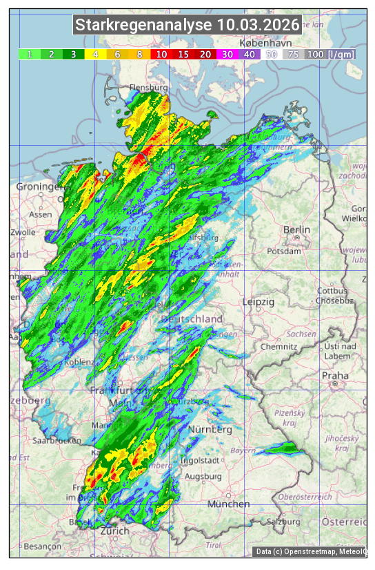 Karte mit Unwetteranalyse