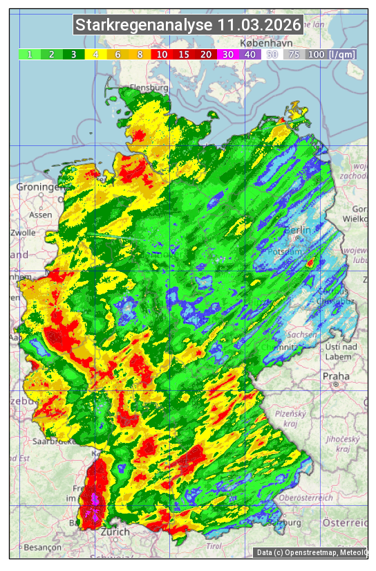 Karte mit Unwetteranalyse