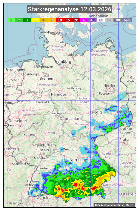 Karte mit Unwetteranalyse