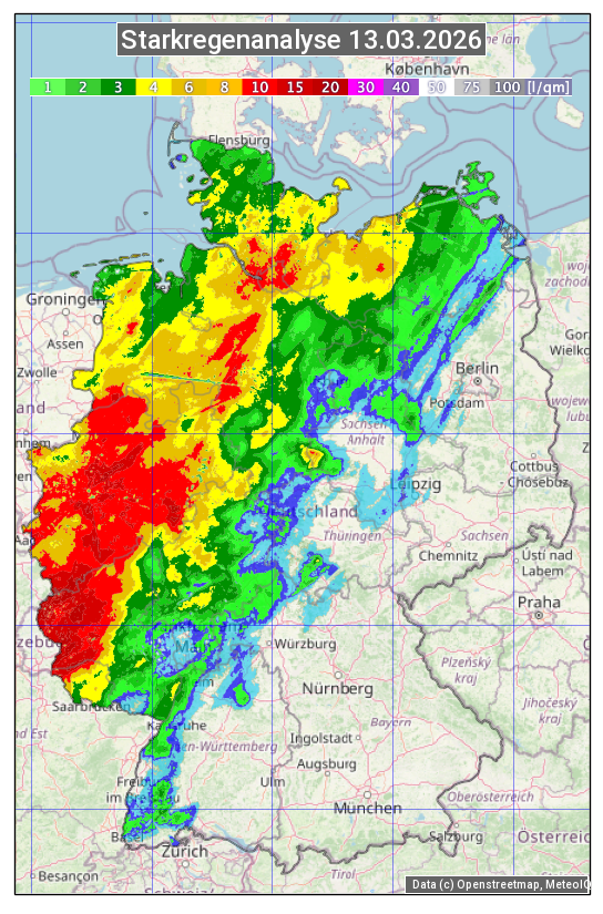 Karte mit Unwetteranalyse