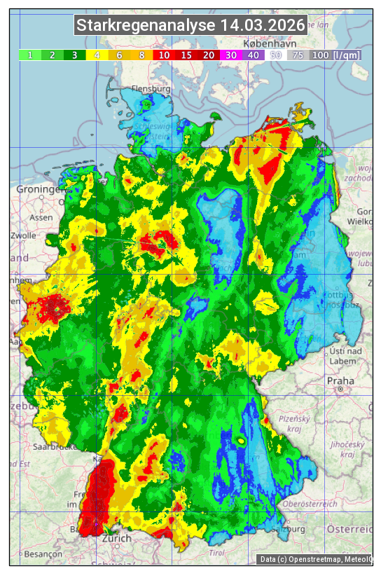 Karte mit Unwetteranalyse