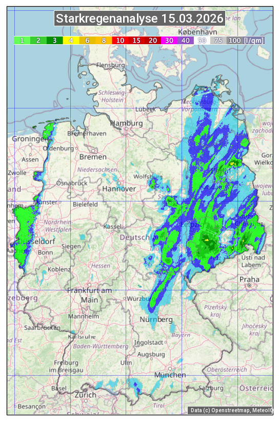 Karte mit Unwetteranalyse