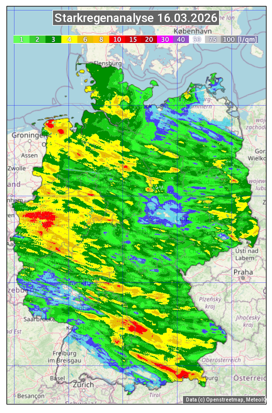 Karte mit Unwetteranalyse