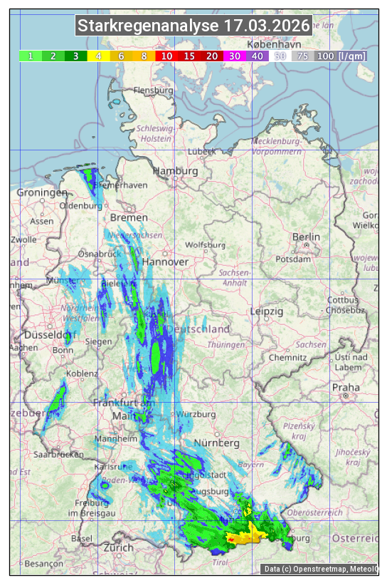 Karte mit Unwetteranalyse