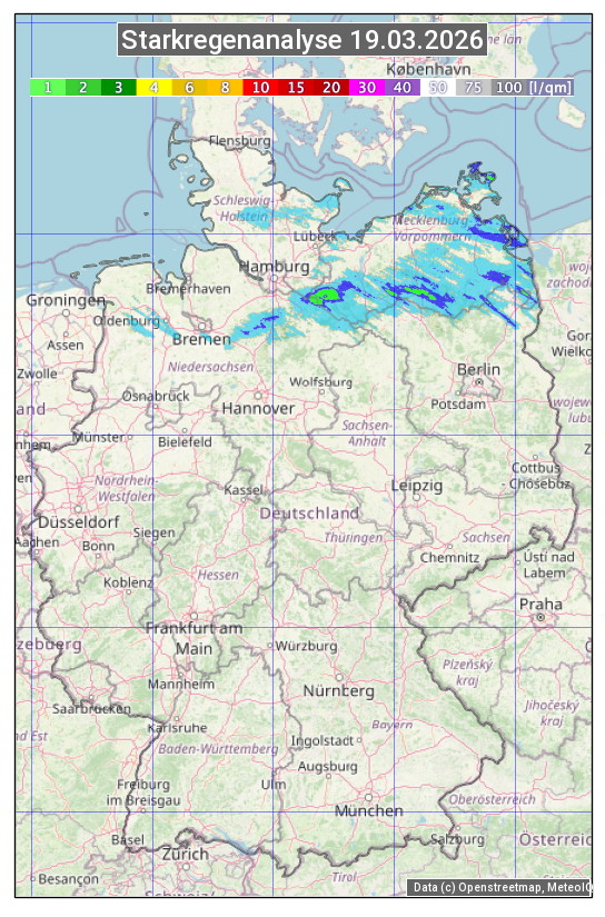 Karte mit Unwetteranalyse