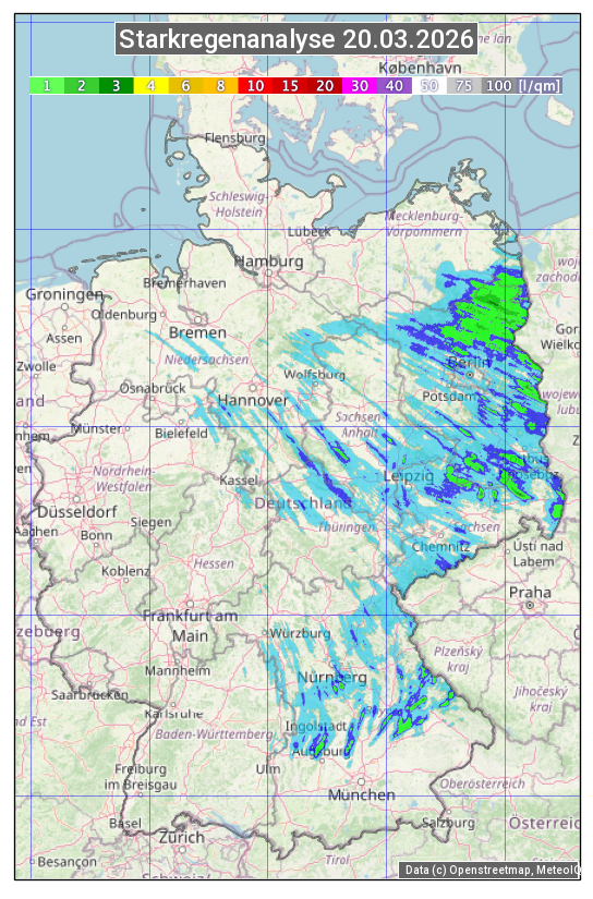 Karte mit Unwetteranalyse