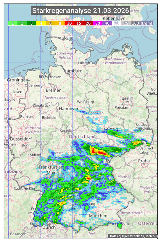 Karte mit Unwetteranalyse