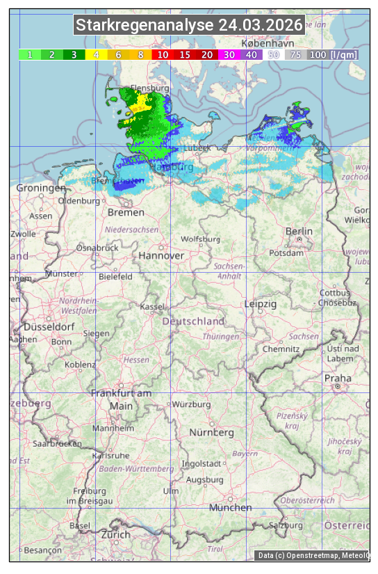 Karte mit Unwetteranalyse
