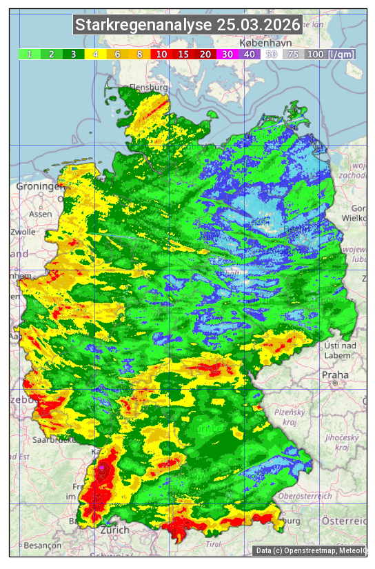 Karte mit Unwetteranalyse