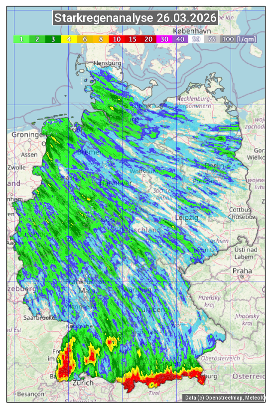Karte mit Unwetteranalyse