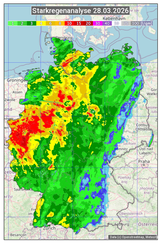 Karte mit Unwetteranalyse