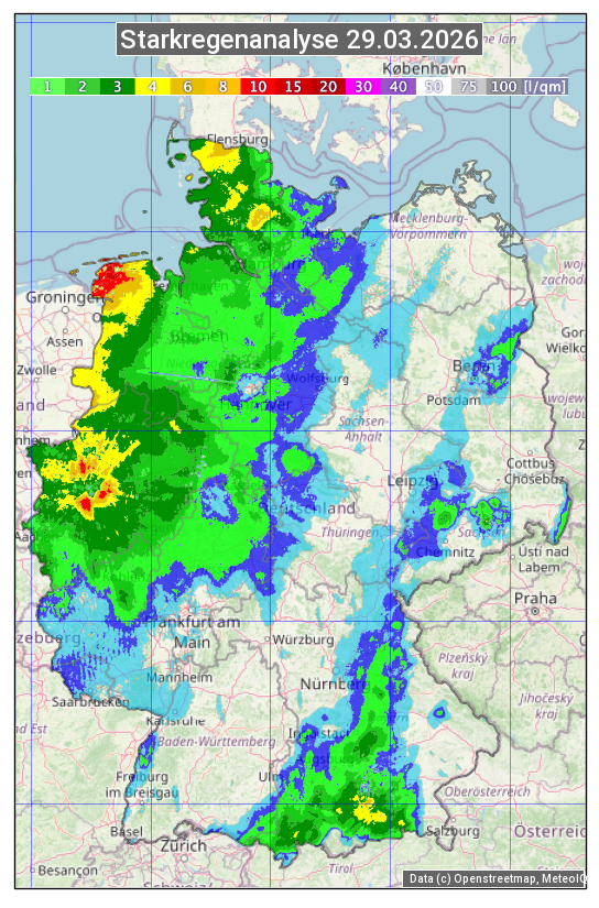 Karte mit Unwetteranalyse