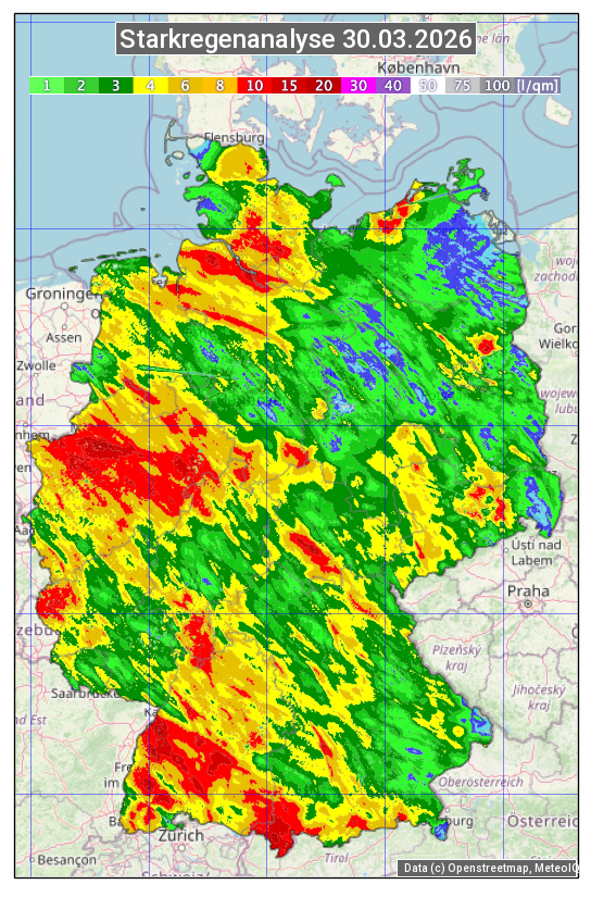 Karte mit Unwetteranalyse