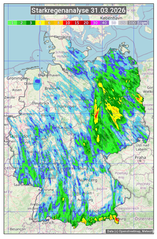 Karte mit Unwetteranalyse