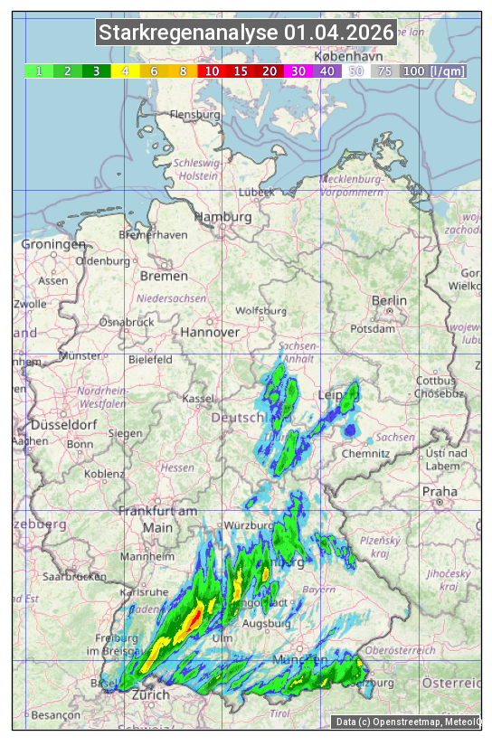 Karte mit Unwetteranalyse