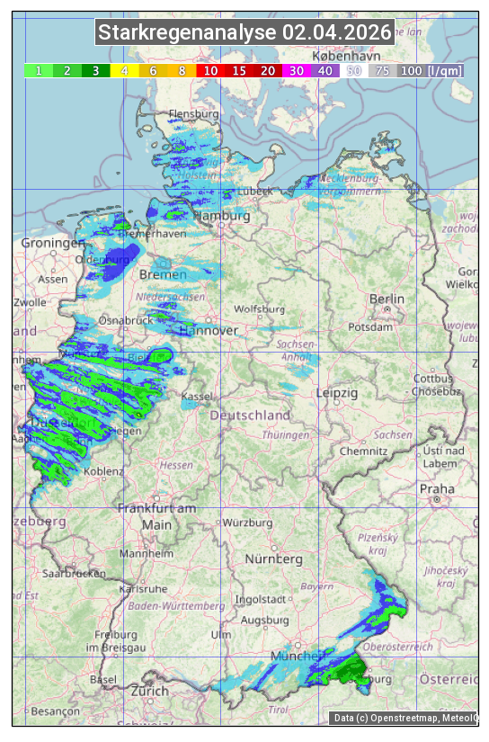 Karte mit Unwetteranalyse