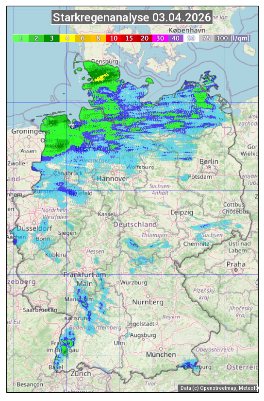 Karte mit Unwetteranalyse