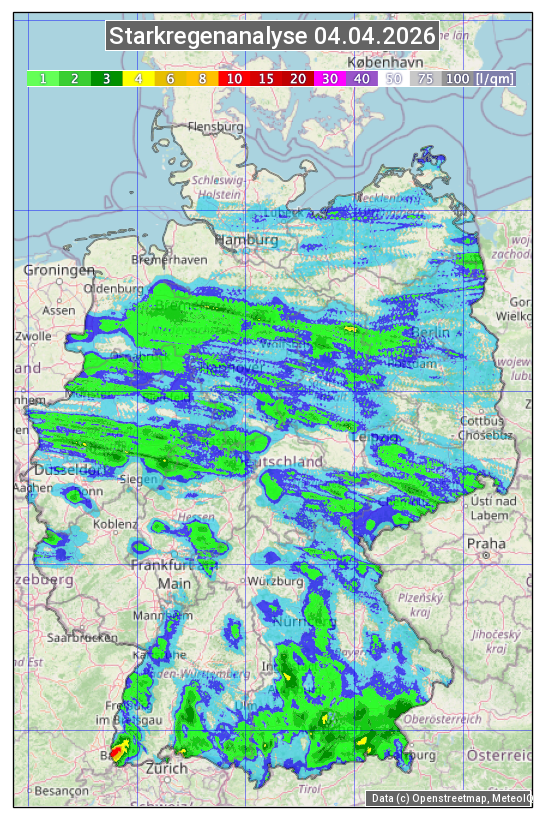 Karte mit Unwetteranalyse