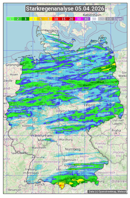 Karte mit Unwetteranalyse