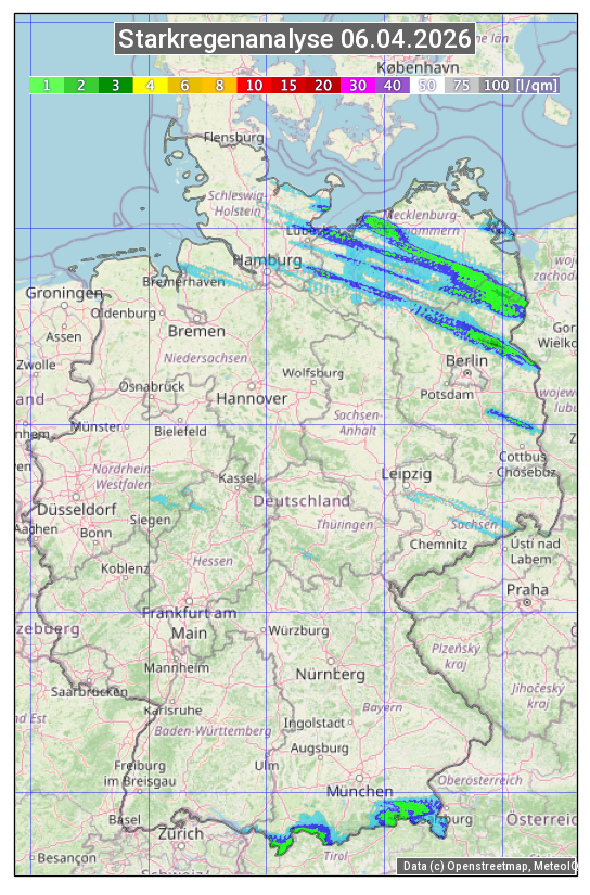 Karte mit Unwetteranalyse