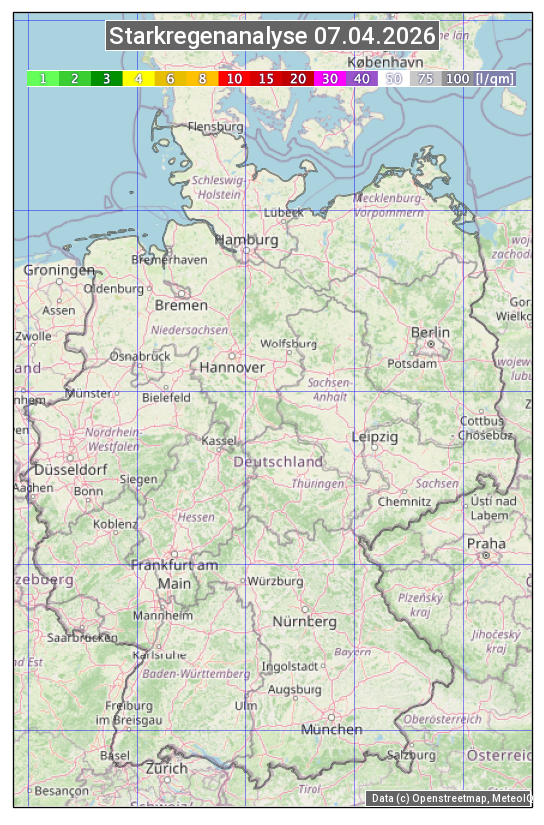 Karte mit Unwetteranalyse