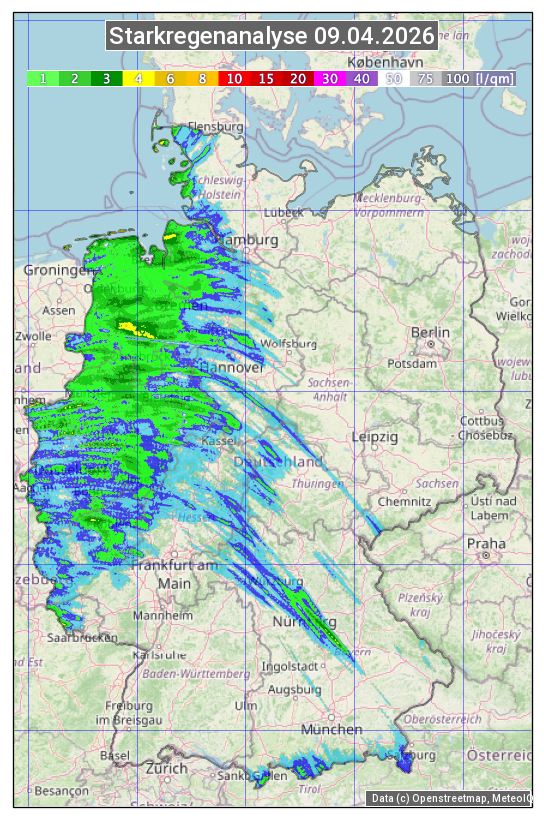 Karte mit Unwetteranalyse