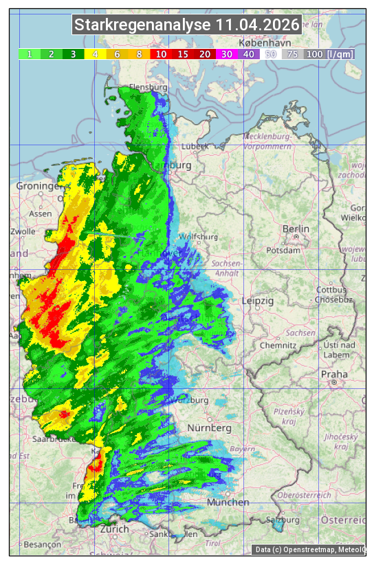 Karte mit Unwetteranalyse