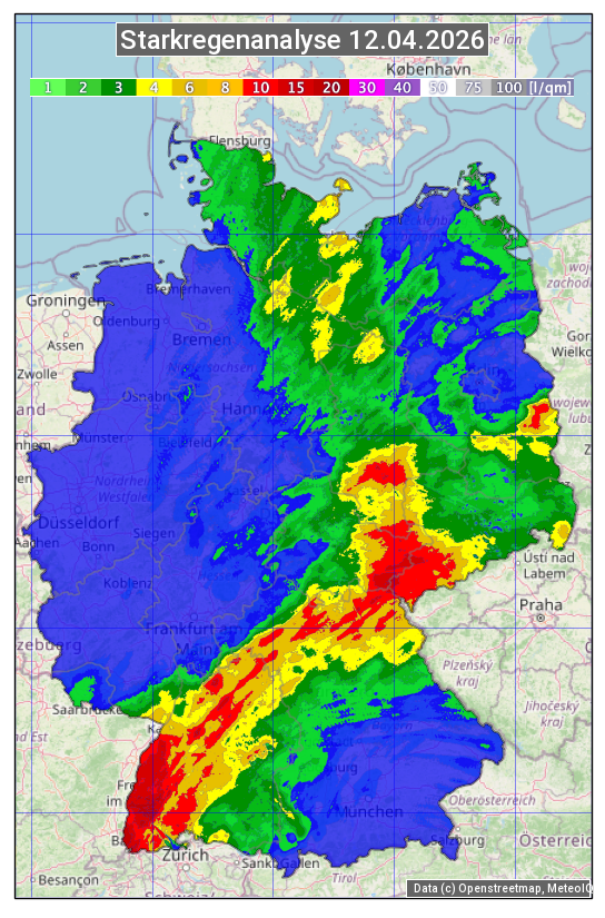 Karte mit Unwetteranalyse