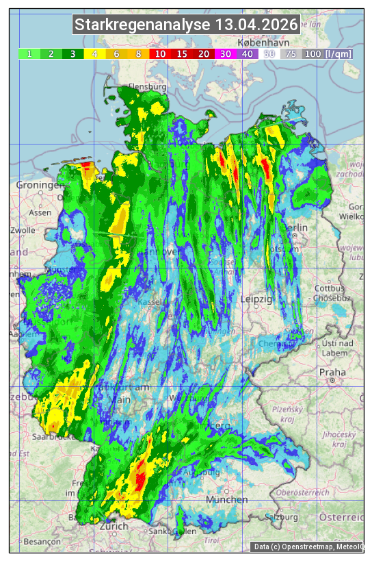 Karte mit Unwetteranalyse