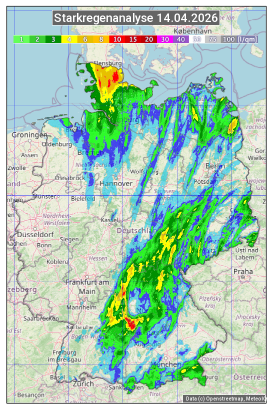 Karte mit Unwetteranalyse
