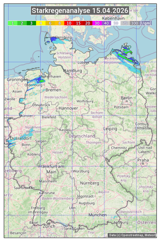 Karte mit Unwetteranalyse
