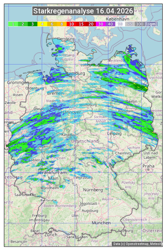 Karte mit Unwetteranalyse