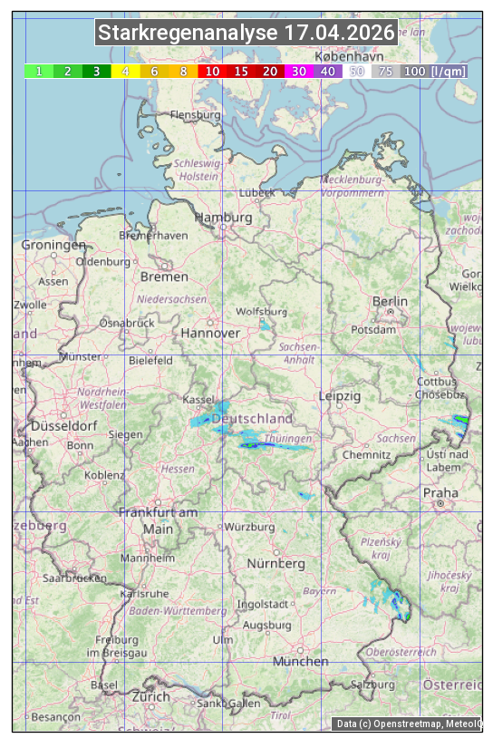Karte mit Unwetteranalyse
